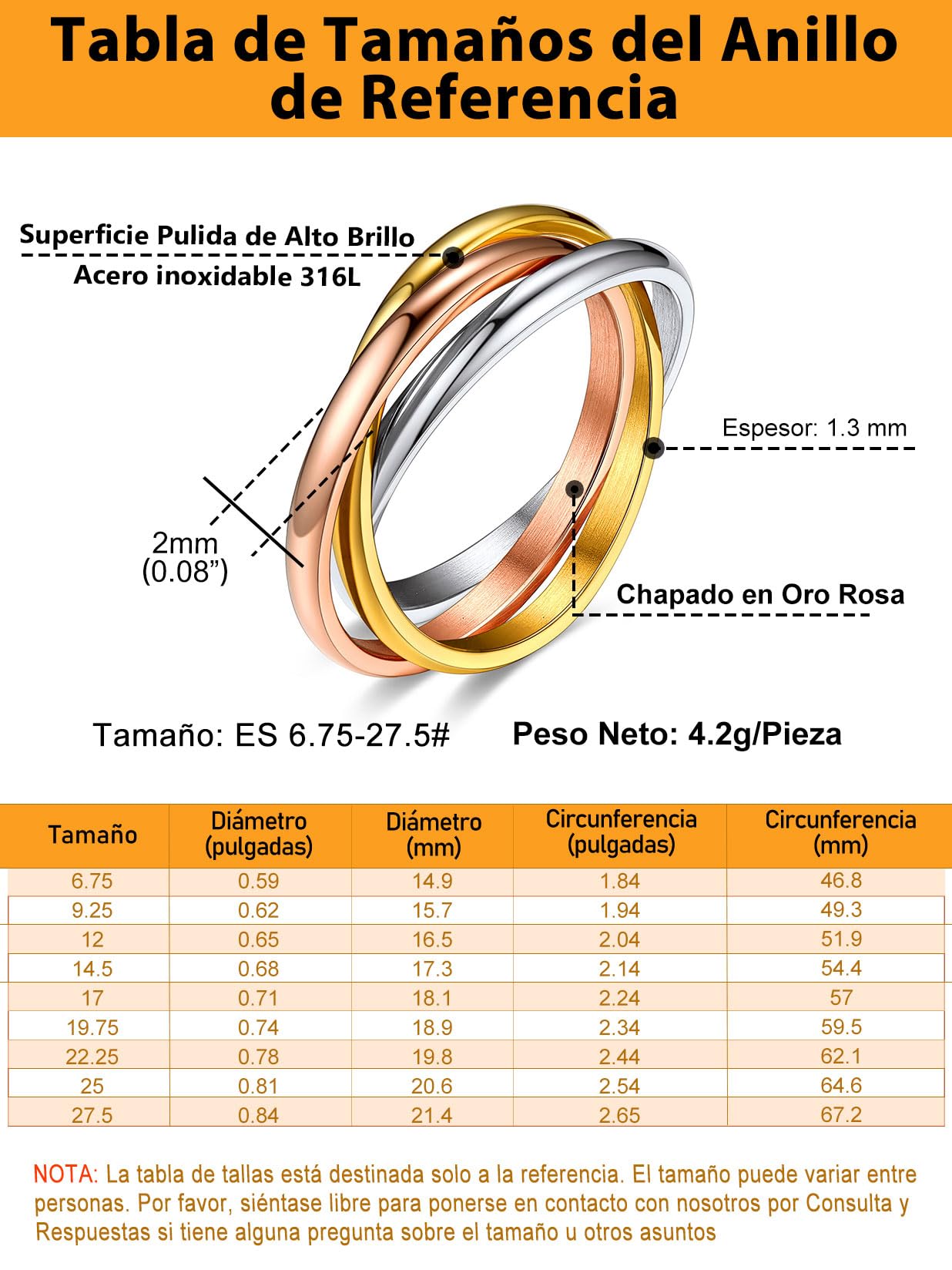 Anel triplo tricolor